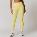 Pantalones de yoga de cintura alta amarillo claro para mujer con ajuste ceñido y tela cepillada - S / Amarillo Oca