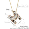 Gold-plated leopard pattern letter M necklace pendant with sparkling zircon inlay - Letter M