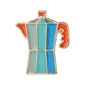 Classic colorful moka coffee pot enamel pin with gold plating and blue accents - Geometric Colorful Moka Pot (xz7897)