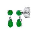 Sparkling green emerald teardrop earrings with S925 silver studs and hanging crystal - Green (Platinum Plated)