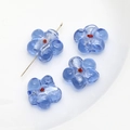 Close-up of blue glass flower beads with red centers for DIY jewelry making - 3# Light Blue Large Flower