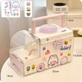Pink bus-shaped medicine storage box with rabbit stickers and handle 30x18.5cm size - With Stickers & 3D Charms / Pink Ambulance Medicine Box
