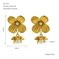 Dettagli di orecchini a fiore con perle in acciaio inossidabile placcato oro 18k con misure - Stile Fiore d Oro (ZE1073G) / Oro 18K