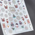 3D relief Christmas nail stickers featuring snowman, reindeer and snowflake patterns - Little Snowman Christmas Embossed Style (TS-238)
