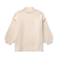 Vista dettagliata della texture del maglione in maglia bianco panna e dei polsini - S / Bianco Sporco