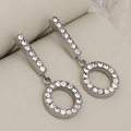 Orecchini geometrici a nappa in argento con zirconi micro-pave in scatola di lusso - Cerchio / Cerchio Color Acciaio