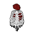 Cartoon-Rippenkäfig mit roten Rosen Emaille-Anstecknadel für Kleidung und Rucksäcke - Rose
