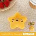 Llavero de estrella de peluche amarilla con sonido y cara bordada de 9x9cm - Llavero de Estrella Lindo - Con Sonido