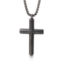 Colgante de cruz clásico pulido con collar en plata vintage para hombres y mujeres - Solo Colgante / Plata Antigua