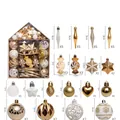 73pcs white and gold Christmas ornament set with assorted stars, candy and teardrop shapes - 73PCS White & Gold Assorted Set (3-9cm)