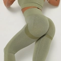 Olijfgroene naadloze yoga legging met hoge taille en liftend effect voor de billen - M / Legergroen