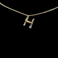 18k gold plated H-letter pendant necklace with colorful zircons on a delicate chain - Letter H / Gold