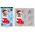 Christmas reindeer window sticker with Santa and snowflakes for holiday party decoration - Single Sheet BQ483 Christmas Sock Reindeer