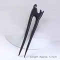 Handcrafted ebony wood hair pin featuring a minimalist cat design, length approx 12.5cm - U Hairpin - Cat A