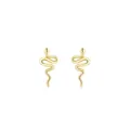 Polierte goldene Schlangenohrringe mit eleganter S-Kurve im minimalistischen Stil - 925er Silber / Gold