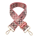 5cm wide jacquard strap with pink and black geometric wave patterns and gold hardware - Gold Buckle / 13-Deep Pink Heart Wave