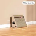 Vertical white triangle cardboard cat scratcher with cartoon prints and meow design - Miya White - Small