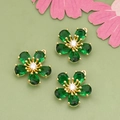 18k gold plated green zircon flower pendant charms for jewelry making DIY - Green