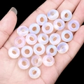 Abacus shaped white iridescent 6x12mm natural stone beads with 5mm large holes - 6x12mm Synthetic Opal (Single)