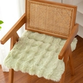 Thick plush chair cushion in light green faux fur on a wooden chair for home office - Medium(40x40cm) / Light Green