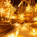Solar powered snowflake LED string lights with warm glow for outdoor garden decor - Battery Steady Mode (3m 20LED) / Snowflake (Warm White)