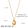 Detailansicht der herzförmigen Goldkette mit Perlenanhänger und Größenangaben - Gold Barockperlen Anhänger (NB-N1333-G)