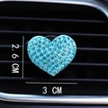 Blue rhinestone heart car air vent clip perfume diffuser accessory, 3x2.6 CM size - Lake Blue Heart