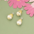 Set of light yellow teardrop zircon pendants with silver plating for DIY jewelry making - Champagne/Silver Base