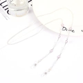 Cadena plateada para gafas con cuentas de cristal rosa y bucles de goma blancos - 1053 (Cadena de Plata Rosa)