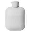 Bolsa de agua caliente de PVC blanco con rayas verticales antideslizantes y logotipo - Bolsa de agua gris coral sin funda / 500ml (Pequeño)
