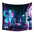 Cyberpunk Tokyo street night scene tapestry with neon blue and purple lights for room decor - 73X95CM (Cross-border Brushed) / PK202143-5 (Tokyo Business Street)