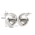 Boucles d'oreilles en acier inoxydable argenté poli au design fluide minimaliste - Numéro 6/G argenté épuré (ER-1171)