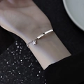S925 silver geometric chain bracelet featuring a polished bar and star pendant - Star Line Minimalist Bracelet