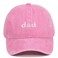 Pink washed cotton dad baseball cap with white letter embroidery and adjustable strap - DAD / Pink