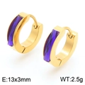 Goldene Creolen mit rechteckigen lila Zirkonia-Steinen, Größe 13x3mm und 2,5g Gewicht - Gold-Violett Stil(KE118291-TGD)