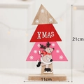 Sapin de Noël en bois à trois niveaux avec cerf patineur et flocons de neige blancs - Sapin de Noël Coloré Style Renne