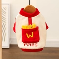 Cute red and white pet dog hoodie with fries pocket design for small and medium dogs - L / Beige French Fries
