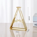 Jarrón hidropónico Love dorado minimalista con marco de hierro y tubo de vidrio, 20,5x15cm - Triángulo - Dorado
