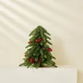 Mini artificial Nobel Fir Christmas tree with red berries and pinecones for desktop - Green Original Tree With Decorations