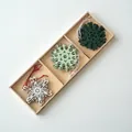 Set of 12 Christmas wooden snowflake ornaments in green and white with wooden storage box - Multicolor Large Snowflake Style (7)