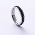 Zilveren roestvrijstalen ring met gepolijste zwarte rond geslepen kristallen - 8-d-4 Zwarte Modder Diamant (vervaagt Nooit) / Maat 7