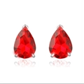 Elegant s925 silver stud earrings with red pear-cut pink diamonds in a claw setting - 925 Silver/Zirconia / Red (Red Zirconia)