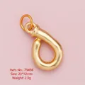 Golden matte alloy teardrop charm pendant in irregular ring shape, size 23x12mm - Gold Letter V Pendant