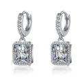 Elegant silver earrings with emerald cut rectangle cubic zirconia and micro-set accents - White Diamond [white Gold] Led-112