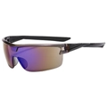 Sport sunglasses with purple gradient shield lens and black semi-rimless frame for cycling - Blue Mirrored