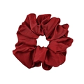 Detail of burgundy satin scrunchie with soft silk texture and elegant fabric folds - Satin Style / Burgundy