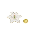 Eleganter weißer Lilien-Emaille-Anstecknadel mit Goldrand und sicherem Butterfly-Verschluss - C3350-2