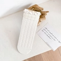 Off-white lace crew socks with double ruffled edges and delicate polka dot jacquard pattern - One Size / Dot / White
