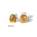 Polished gold geometric cube earrings with sparkling rhinestones and faceted design - Pave Zirconia Geometric Cube Style (YYE023619)