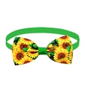 Detail of the vibrant sunflower pattern bow and green pet collar strap texture - Sunflower with Green Leaves